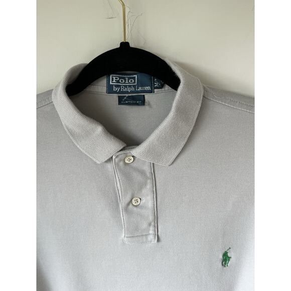 POLO Ralph Lauren Mens Polo Custom Fit Gray Shirt Medium - Picture 2 of 4